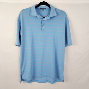 Peter Millar Men's Medium Summer Comfort Polo Shirt Blue Stripe